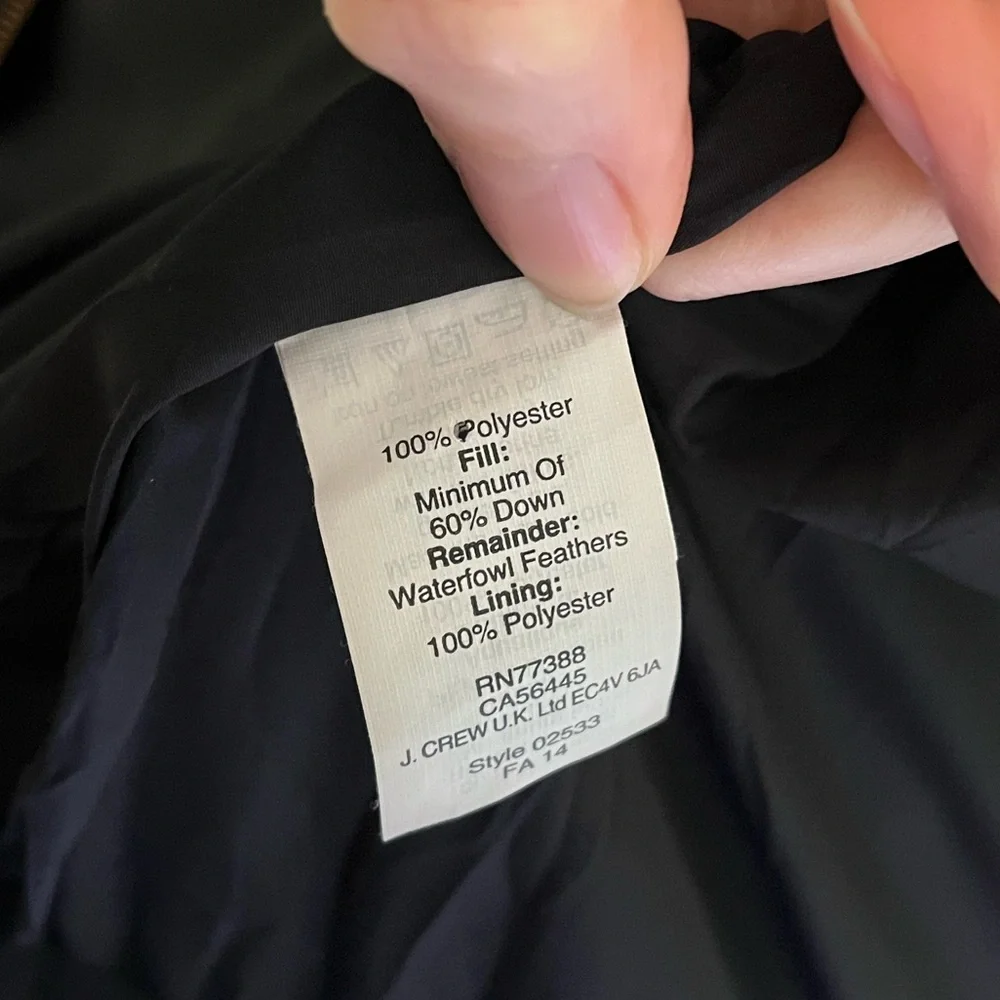 J CREW Down Filled Puffer Vest Herringbone Black White Winter Fall Class…